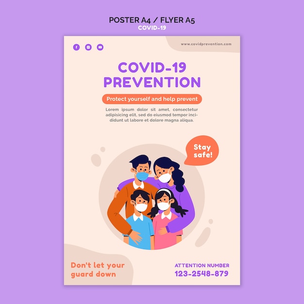 無料PSD covid19チラシテンプレート