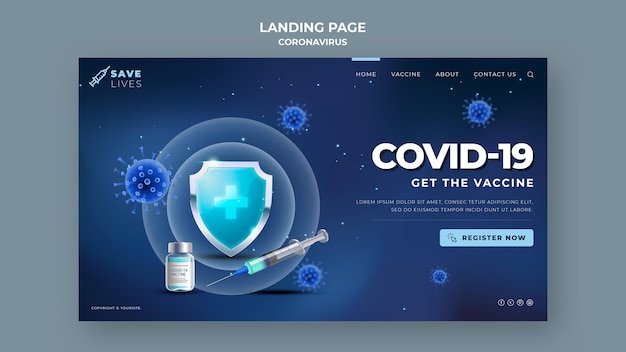 無料PSD covid19のランディングページ