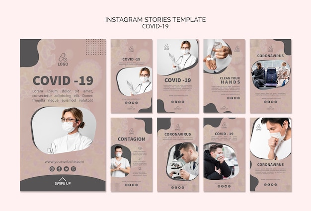 Free PSD covid-19 and mask instagram stories