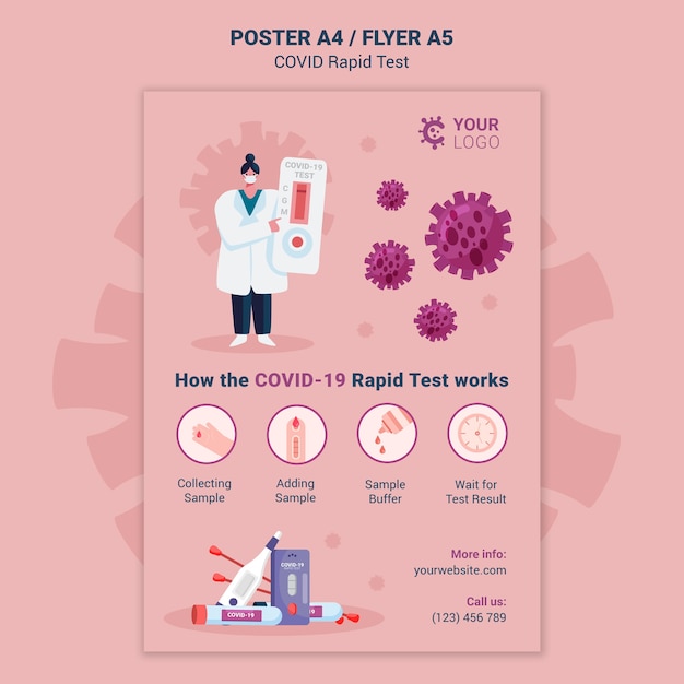 Free PSD covid rapid test poster