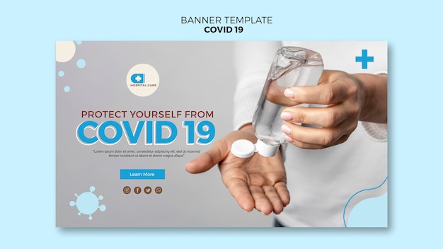 PSD gratuito modello di banner concetto covid19