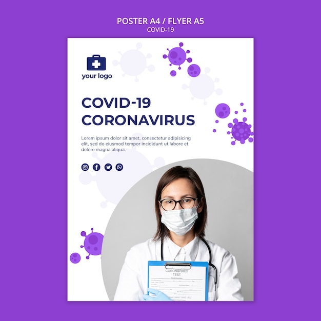 Free PSD covid19 flyer template