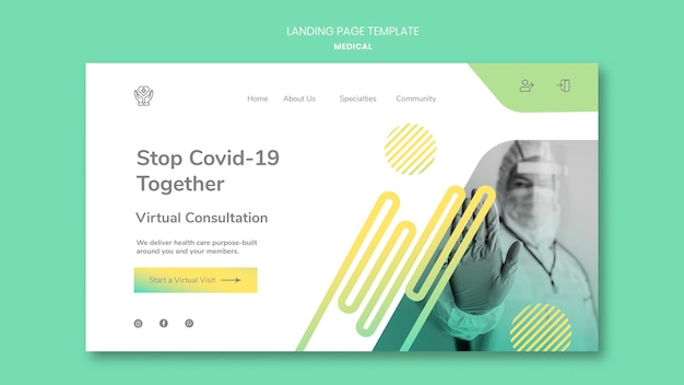 Free PSD covid19 pandemic landing page template