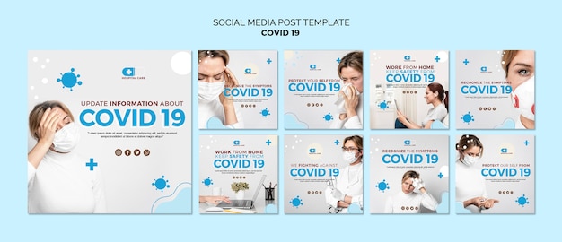 Modello di post sui social media covid19