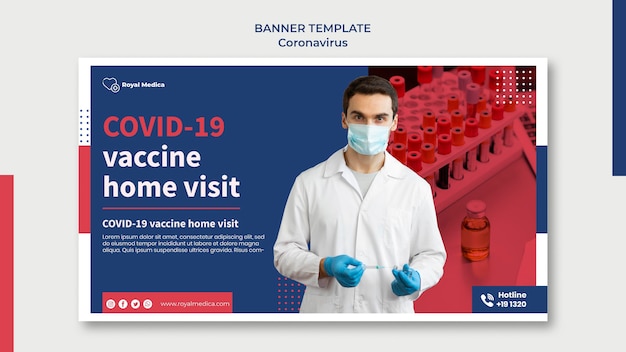 PSD gratuito modello di banner vaccino covid19