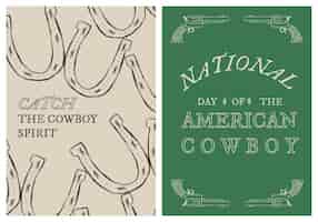 Free PSD cowboy themed poster template psd with editable text set