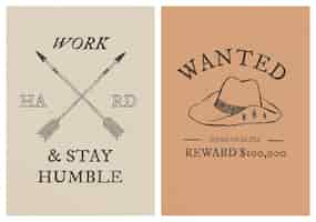 Free PSD cowboy themed poster template psd with editable text set