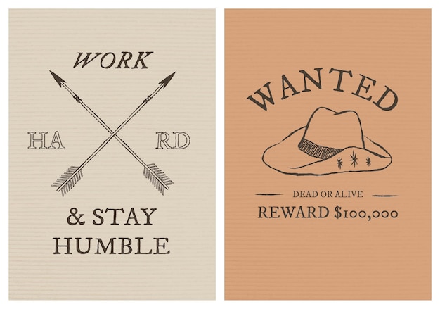 Cowboy themed poster template psd with editable text set