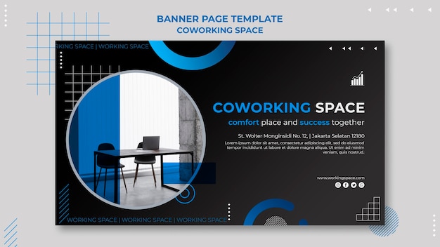 PSD gratuito modello di banner spazio coworking