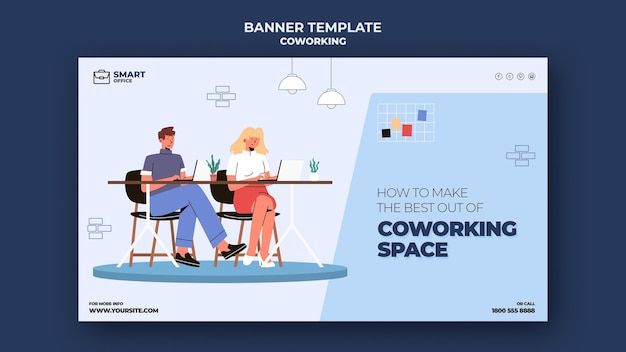 Free PSD coworking space horizontal banner template