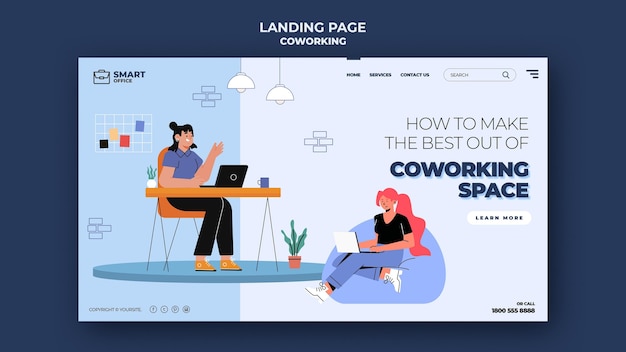 무료 PSD coworking space 웹 템플릿