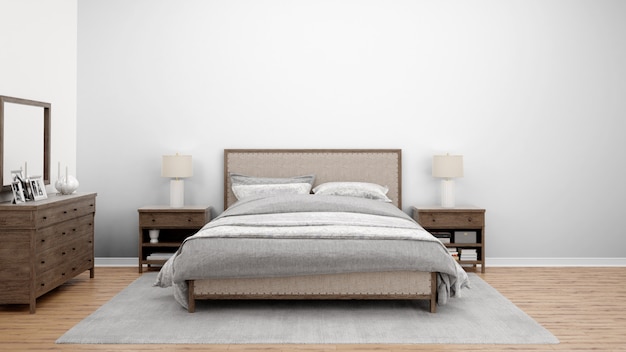 Get Cozy in a Beautifully Designed Bedroom with Double Bed and Wooden Furniture