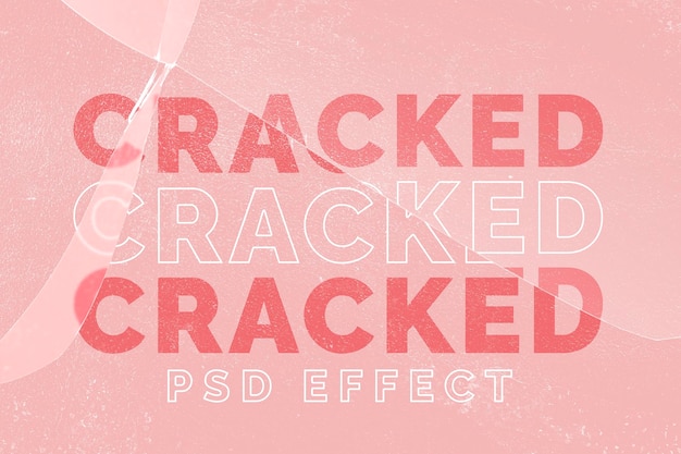 PSD gratuito mockup di effetto psd in vetro rotto con sfondo rosa