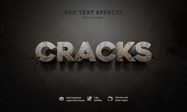 Cracks 3d text effect