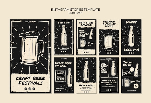 PSD gratuito modello di storie instagram birra artigianale