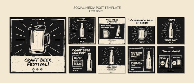 Craft beer social media post template