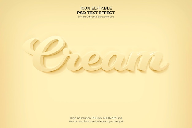 Cream 3d text effect