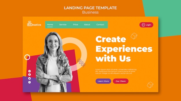 Free PSD create experiences landing page template