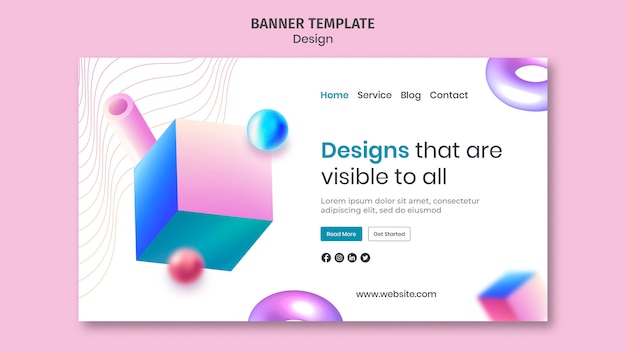 Free PSD creative 3d designs landing page