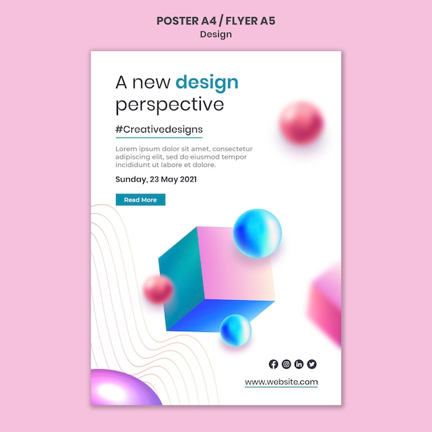 PSD gratuito modello di stampa di disegni 3d creativi