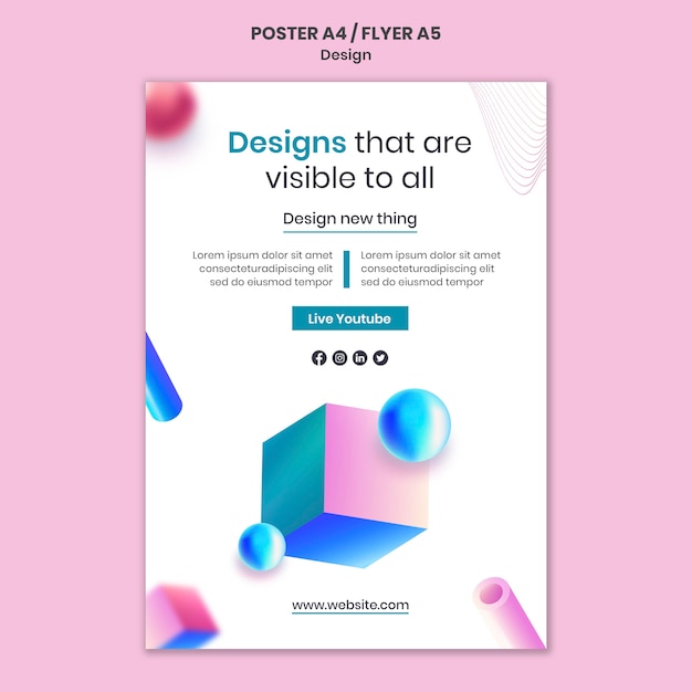 Бесплатный PSD Креативный шаблон для печати 3d-дизайна