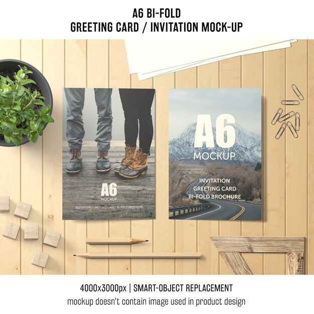 Creative a6 bi-fold greeting card mockup