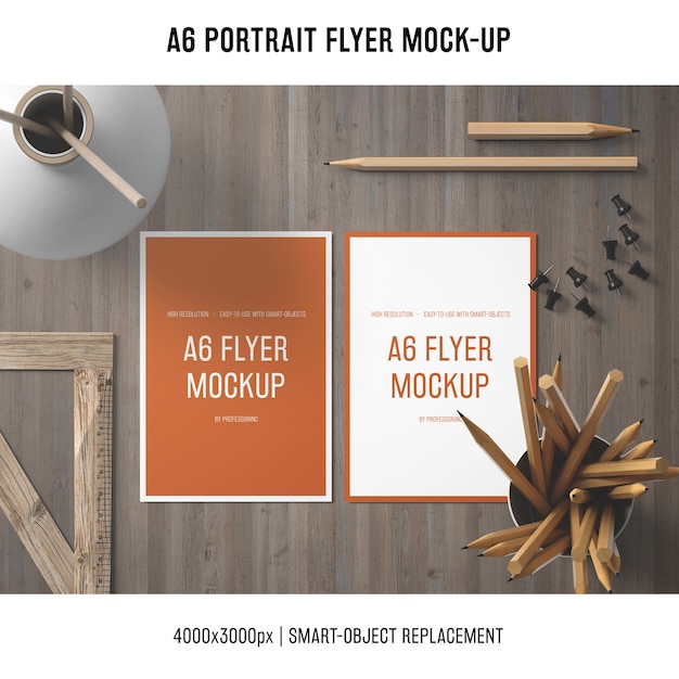 PSD gratuito creativo a6 ritratto flyer mock-up