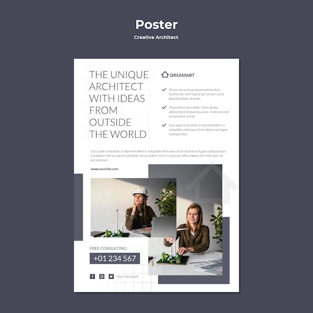 Free PSD creative architect poster