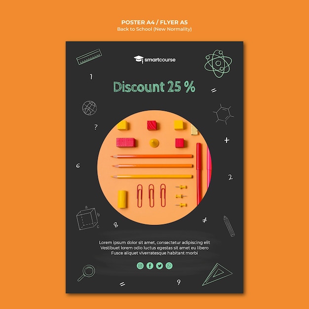 Free PSD creative back to school flyer template