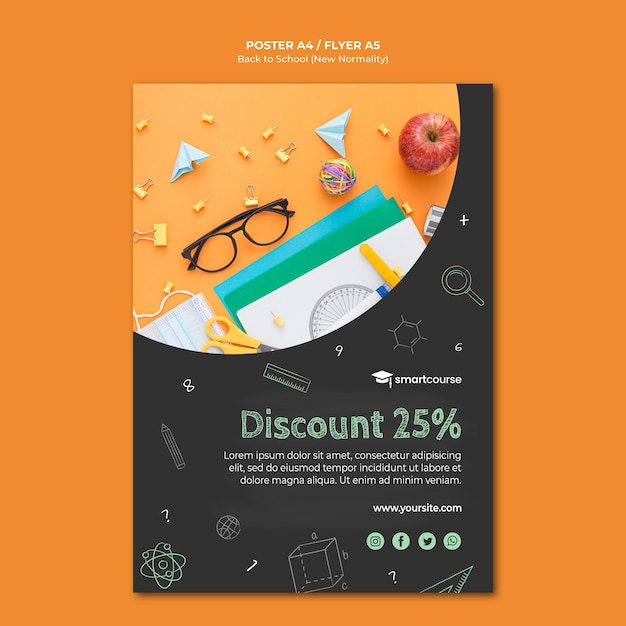 Free PSD creative back to school poster template