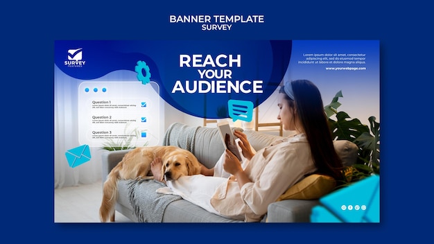 Creative blue survey banner template