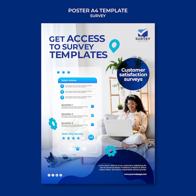 Free PSD creative blue survey print template