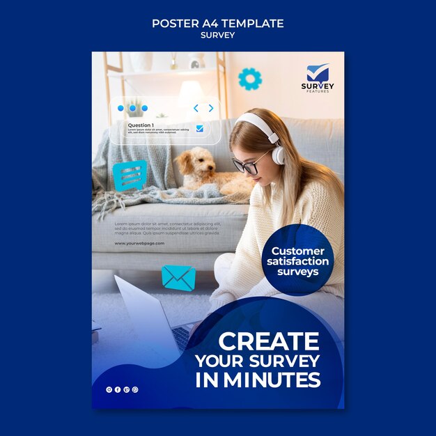 Creative blue survey print template