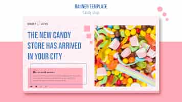 Free PSD creative candy shop banner template with photo