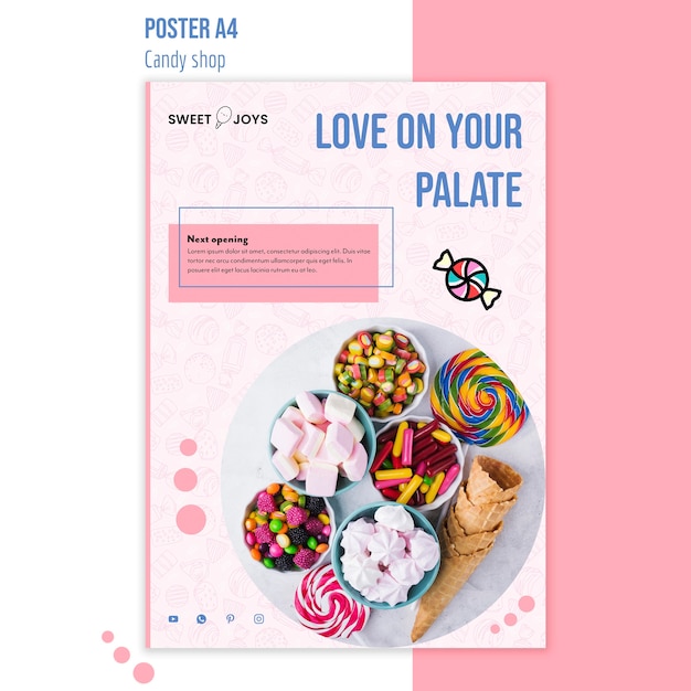 Free PSD creative candy shop poster template