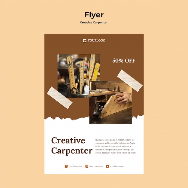 Free PSD creative carpenter flyer template