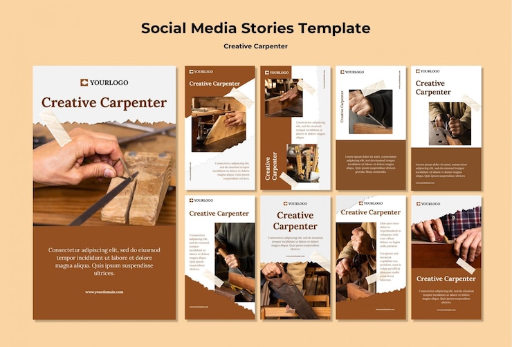 Free PSD creative carpenter social media stories template