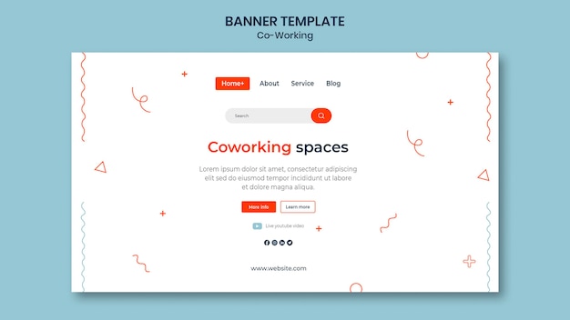 PSD gratuito modello di banner di co-working creativo