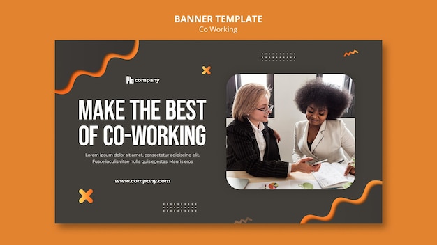 Free PSD creative co-working banner template