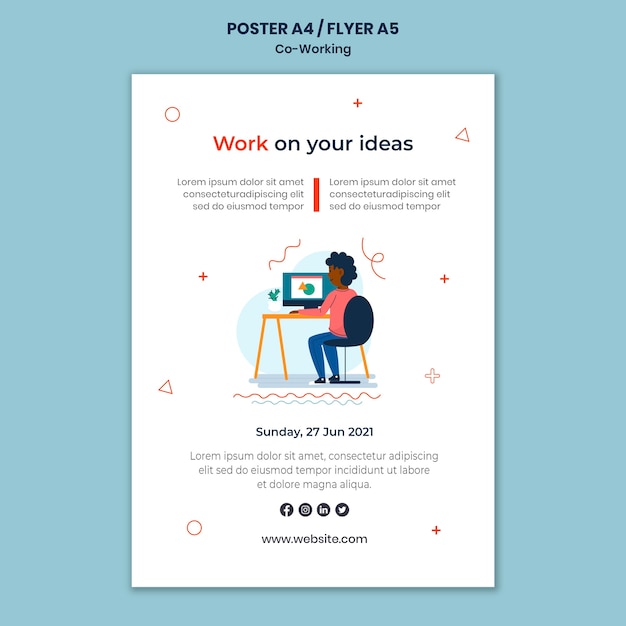 PSD gratuito modello di stampa co-working creativo