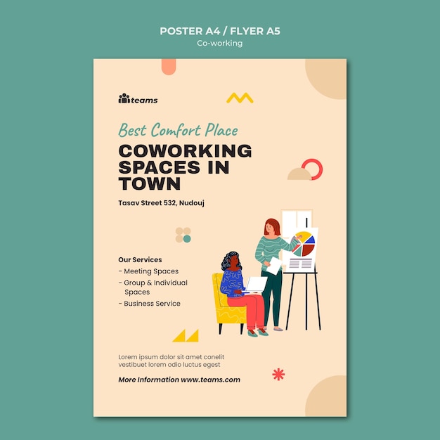 PSD gratuito modello di stampa co-working creativo