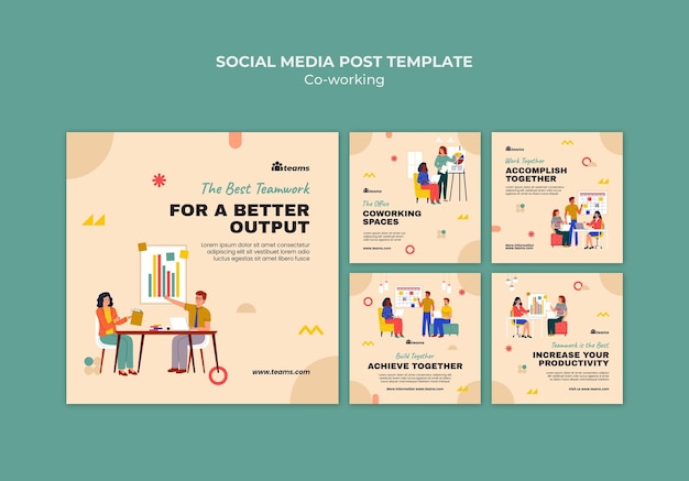 PSD gratuito post sui social media di co-working creativi