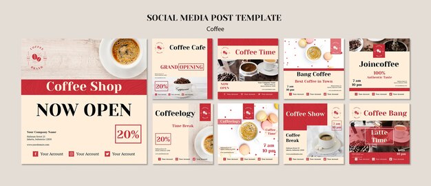 創造的なコーヒーショップのソーシャルメディアの投稿テンプレート
