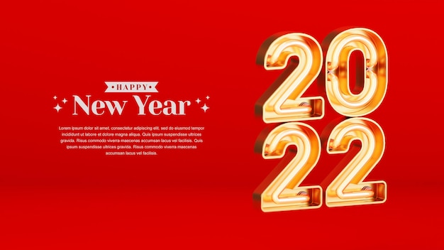 Creative concept happy new year 2022 with 3d render illustrations