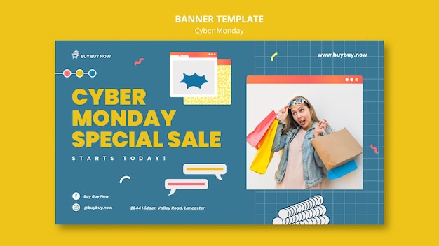 PSD gratuito modello di banner di vendita di cyber lunedì creativo