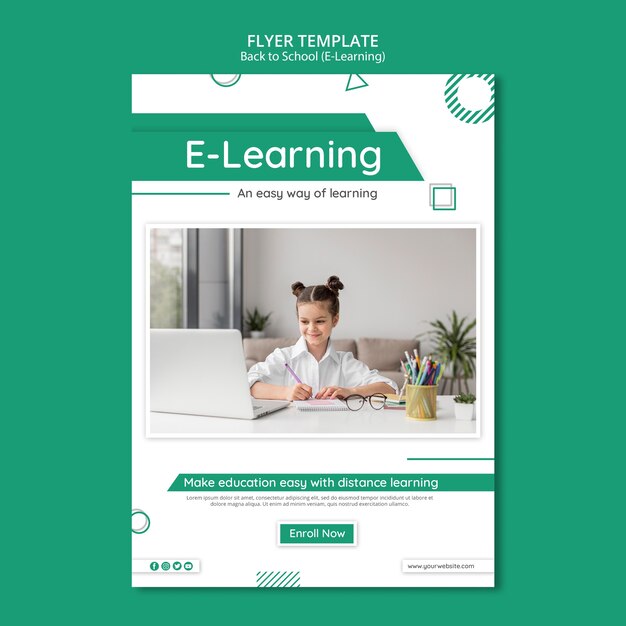 Creative e-learning flyer template with photo