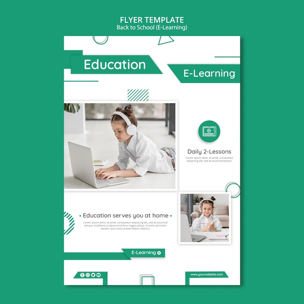 Free PSD creative e-learning poster template with photo