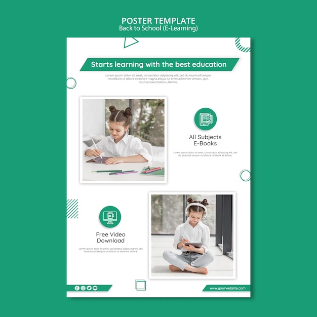 Creative e-learning poster template