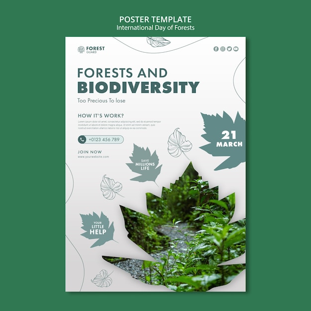 PSD gratuito modello di poster della giornata delle foreste creative