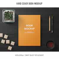 Free PSD creative hard cover book mockup